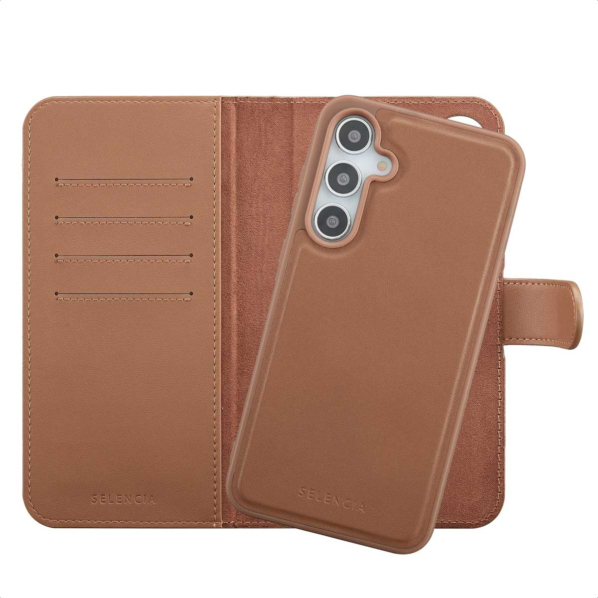 Selencia Olyn Abnehmbare Bookcase mit MagSafe für das Samsung Galaxy A35 / A55 - Braun