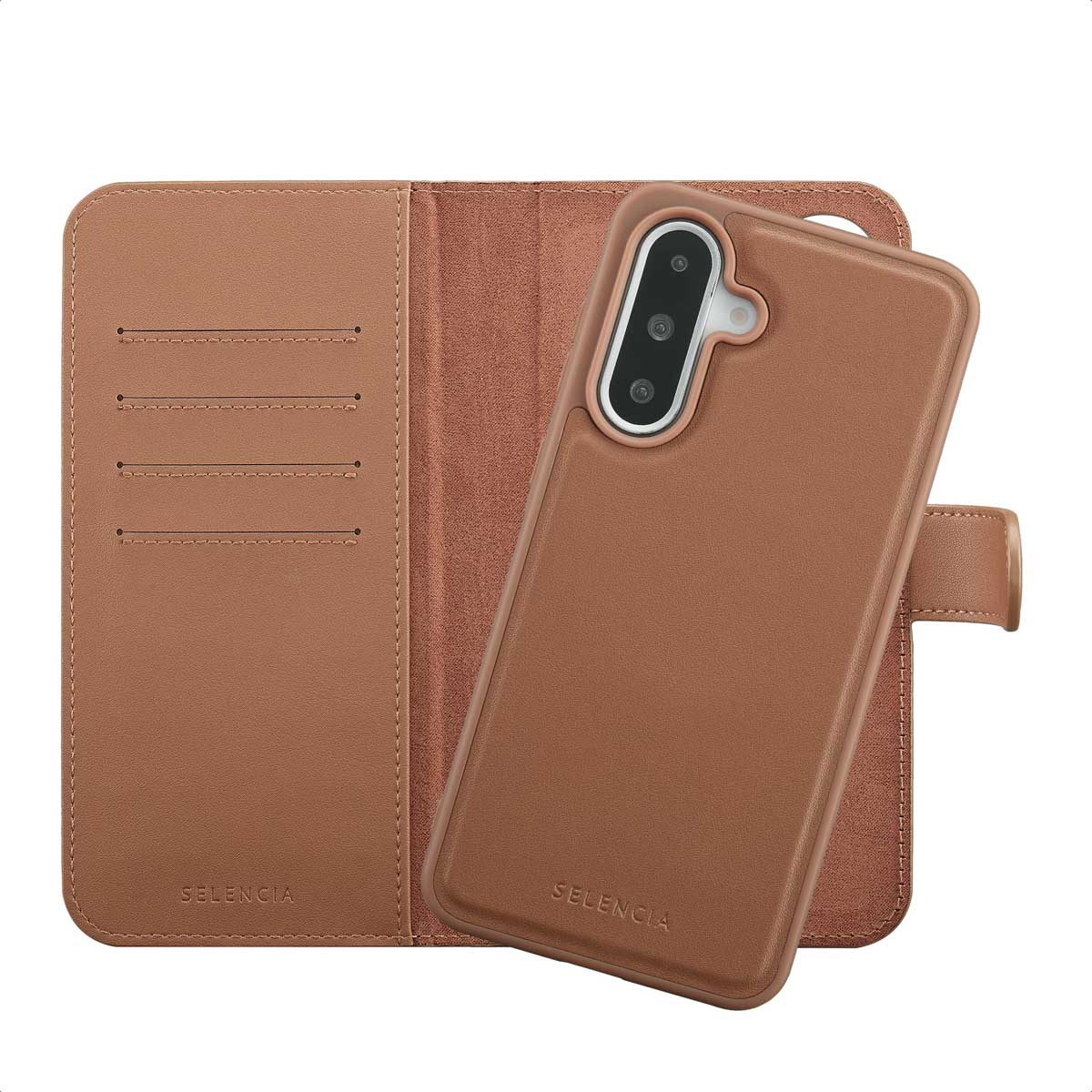 Selencia Olyn Abnehmbare Bookcase mit MagSafe für das Samsung Galaxy A36 - Braun