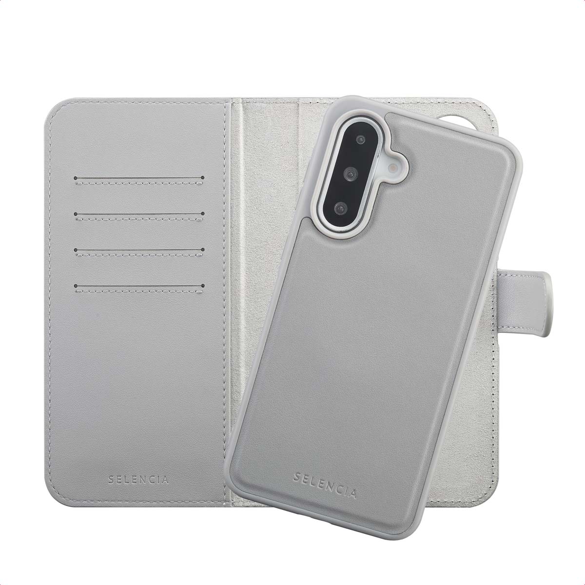 Selencia Olyn Abnehmbare Bookcase mit MagSafe für das Samsung Galaxy A36 - Grau