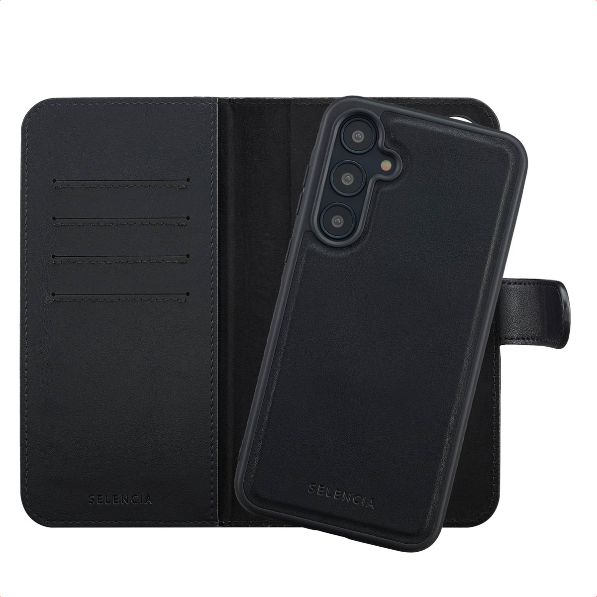 Selencia Olyn Abnehmbare Bookcase mit MagSafe für das Samsung Galaxy A55 - Schwarz