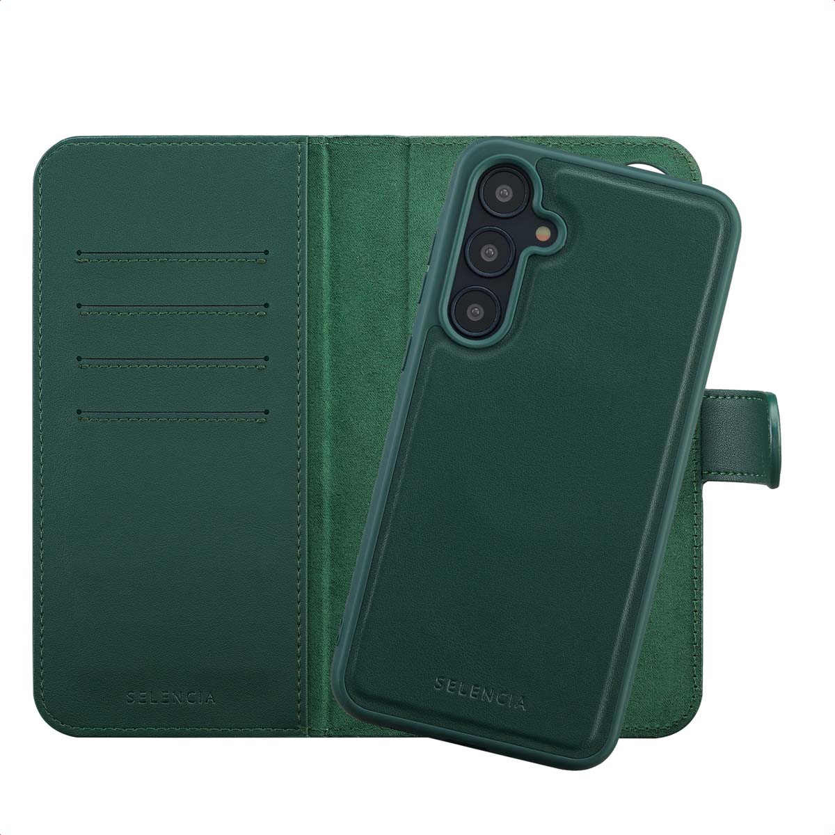 Selencia Olyn Abnehmbare Bookcase mit MagSafe für das Samsung Galaxy A55 - Grün