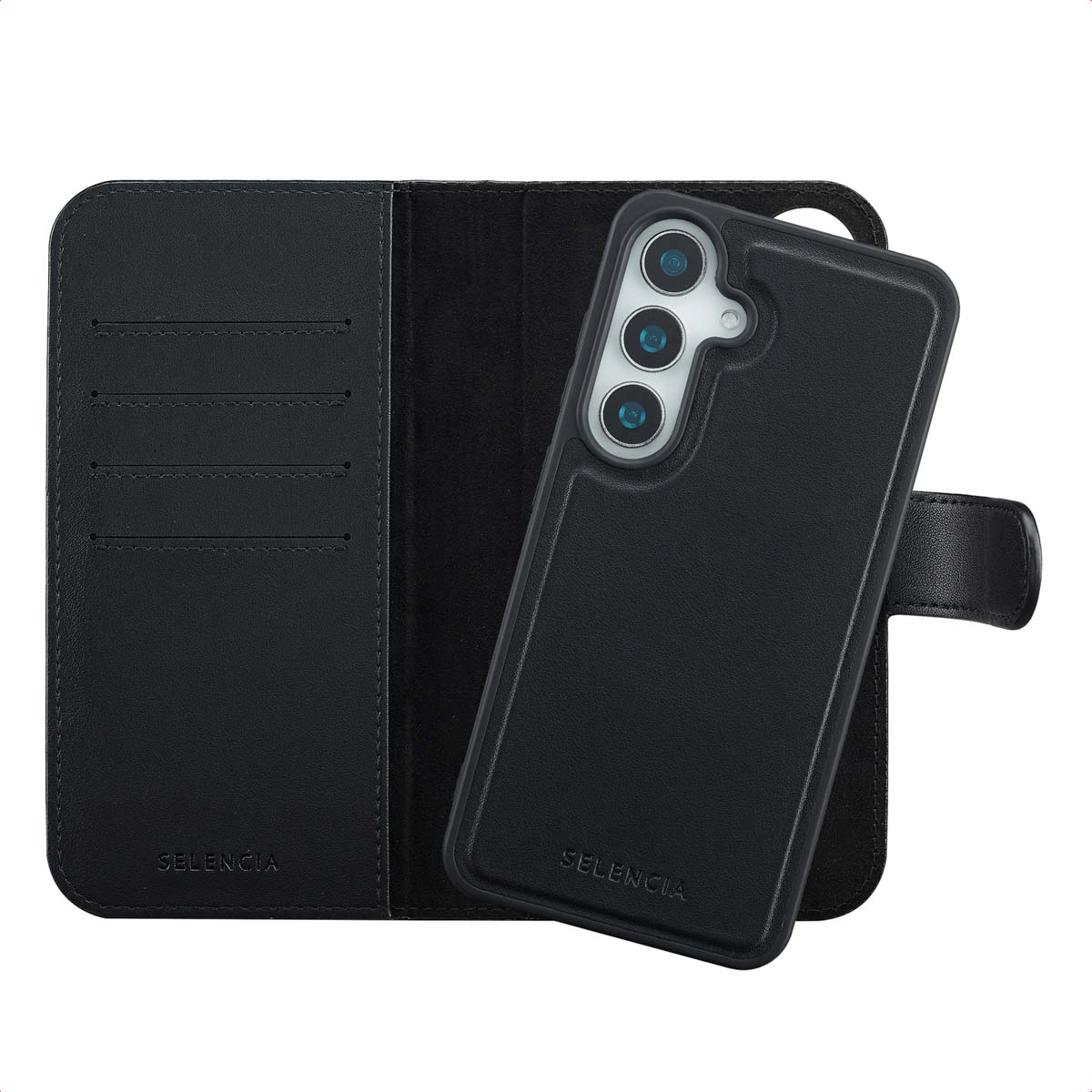 Selencia Olyn Abnehmbare Bookcase mit MagSafe für das Samsung Galaxy S25 / S24 - Schwarz