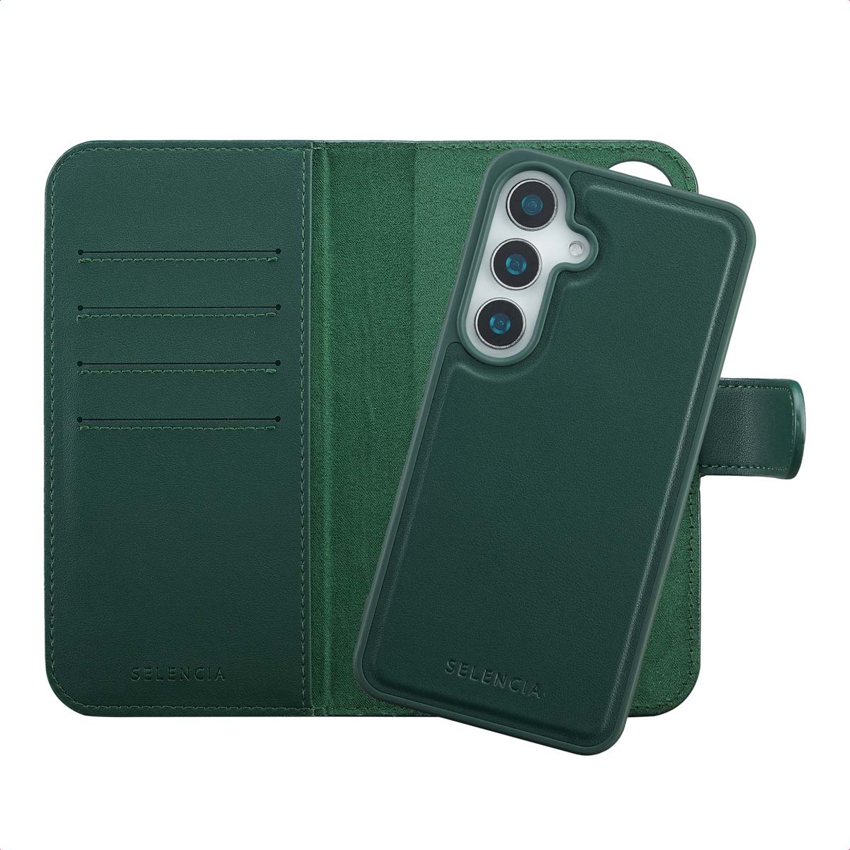 Selencia Olyn Abnehmbare Bookcase mit MagSafe für das Samsung Galaxy S25 / S24 - Grün