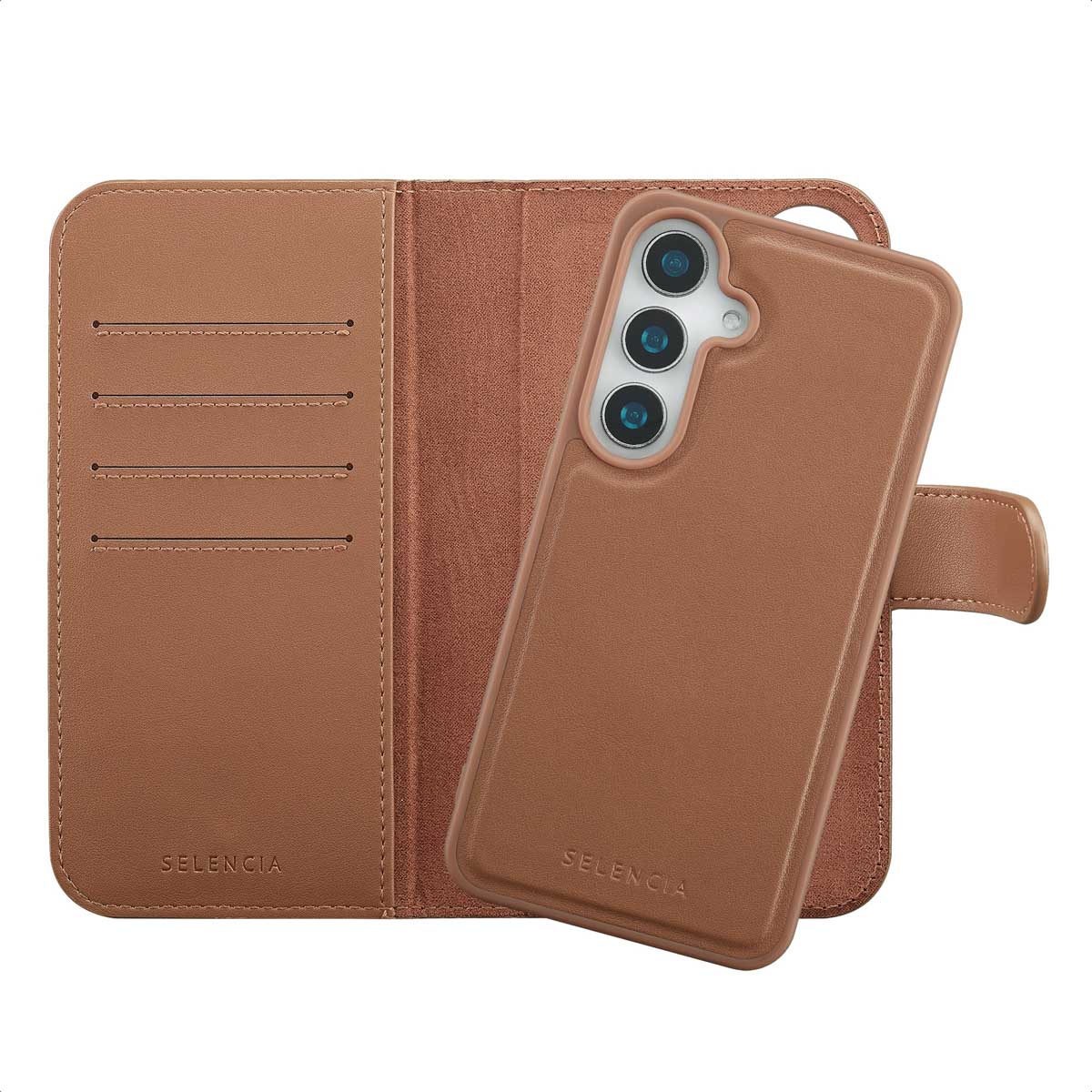 Selencia Olyn Abnehmbare Bookcase mit MagSafe für das Samsung Galaxy S25 / S24 - Braun