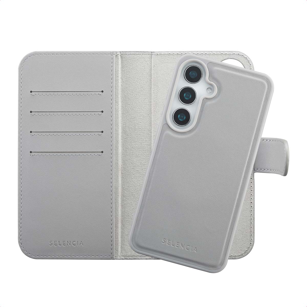 Selencia Olyn Abnehmbare Bookcase mit MagSafe für das Samsung Galaxy S25 / S24 - Grau
