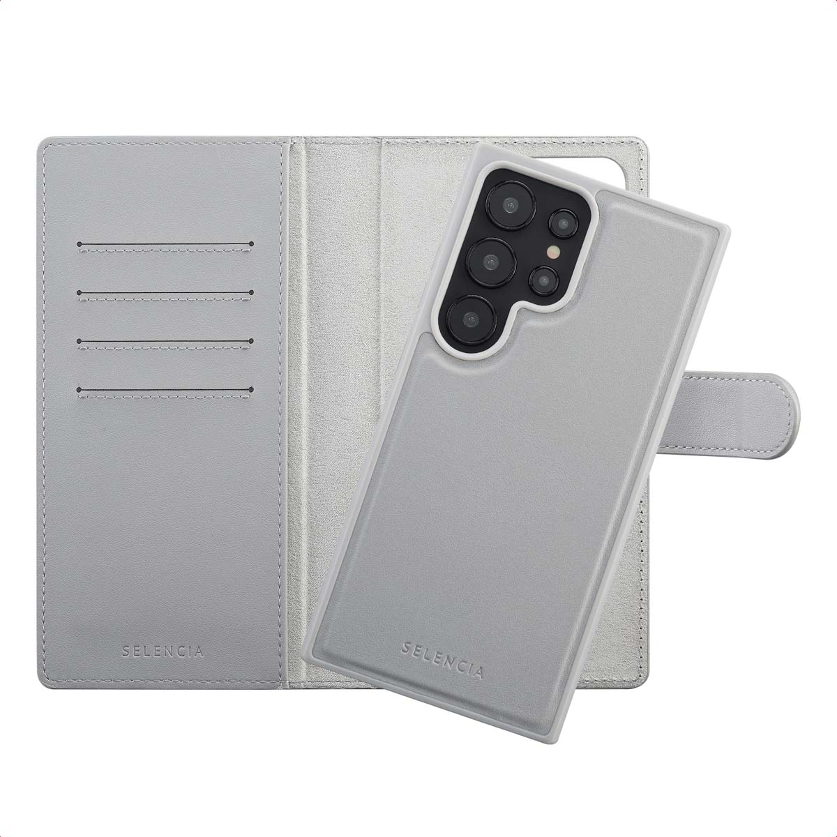 Selencia Olyn Abnehmbare Bookcase mit MagSafe für das Samsung Galaxy S24 Ultra - Grau