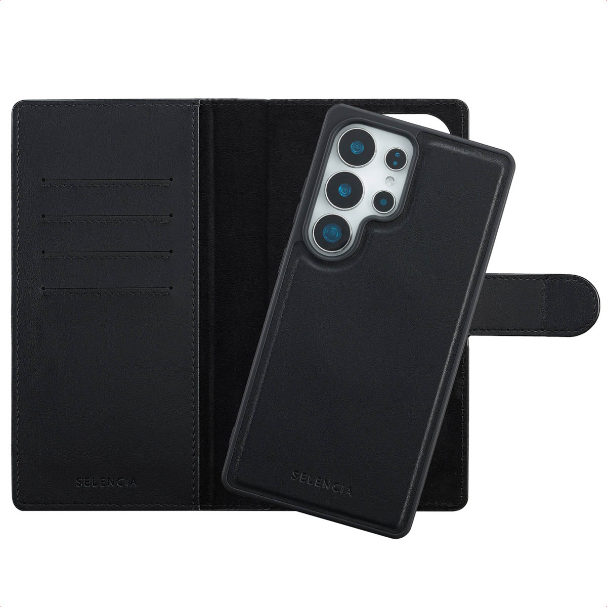 Selencia Olyn Abnehmbare Bookcase mit MagSafe für das Samsung Galaxy S25 Ultra - Schwarz