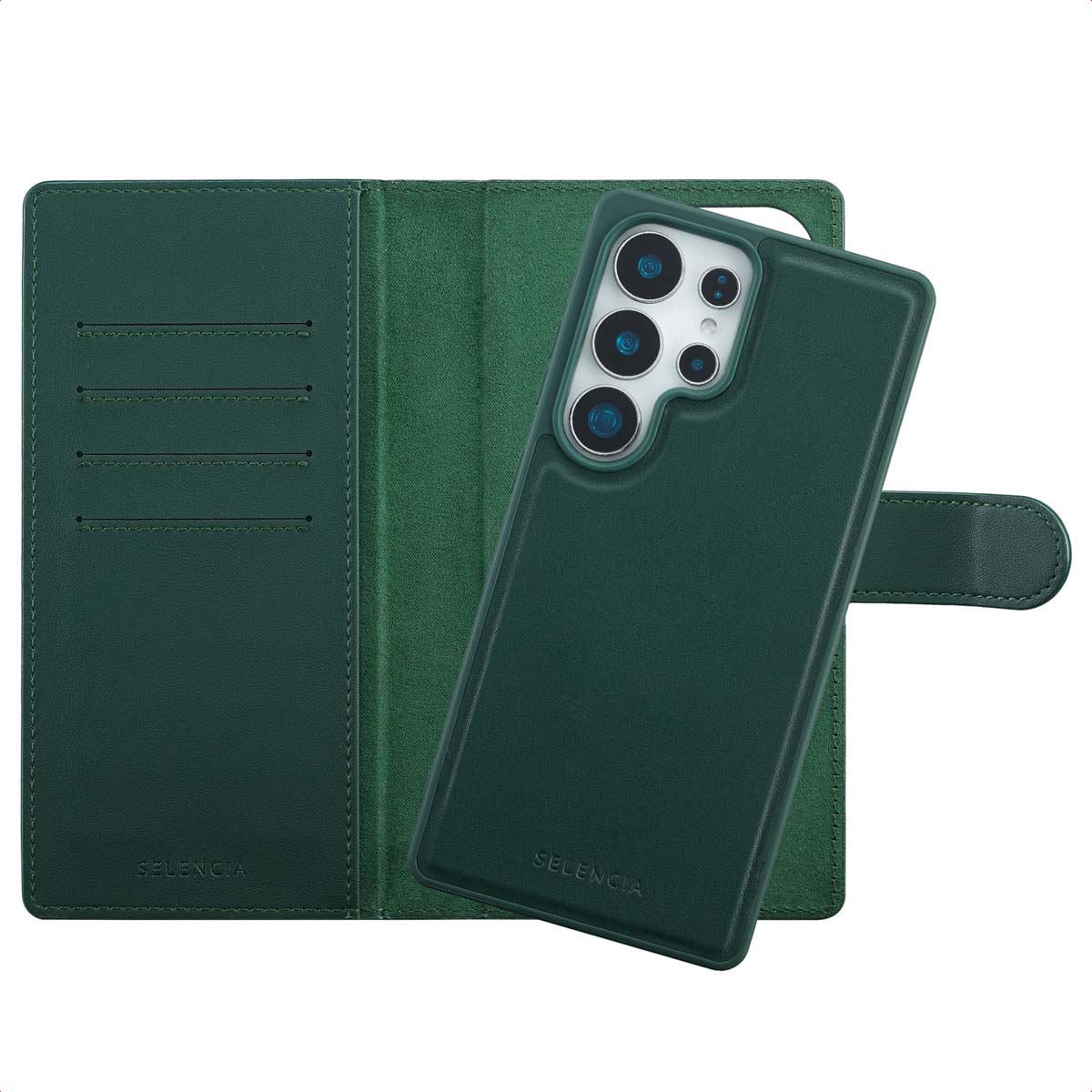 Selencia Olyn Abnehmbare Bookcase mit MagSafe für das Samsung Galaxy S25 Ultra - Grün