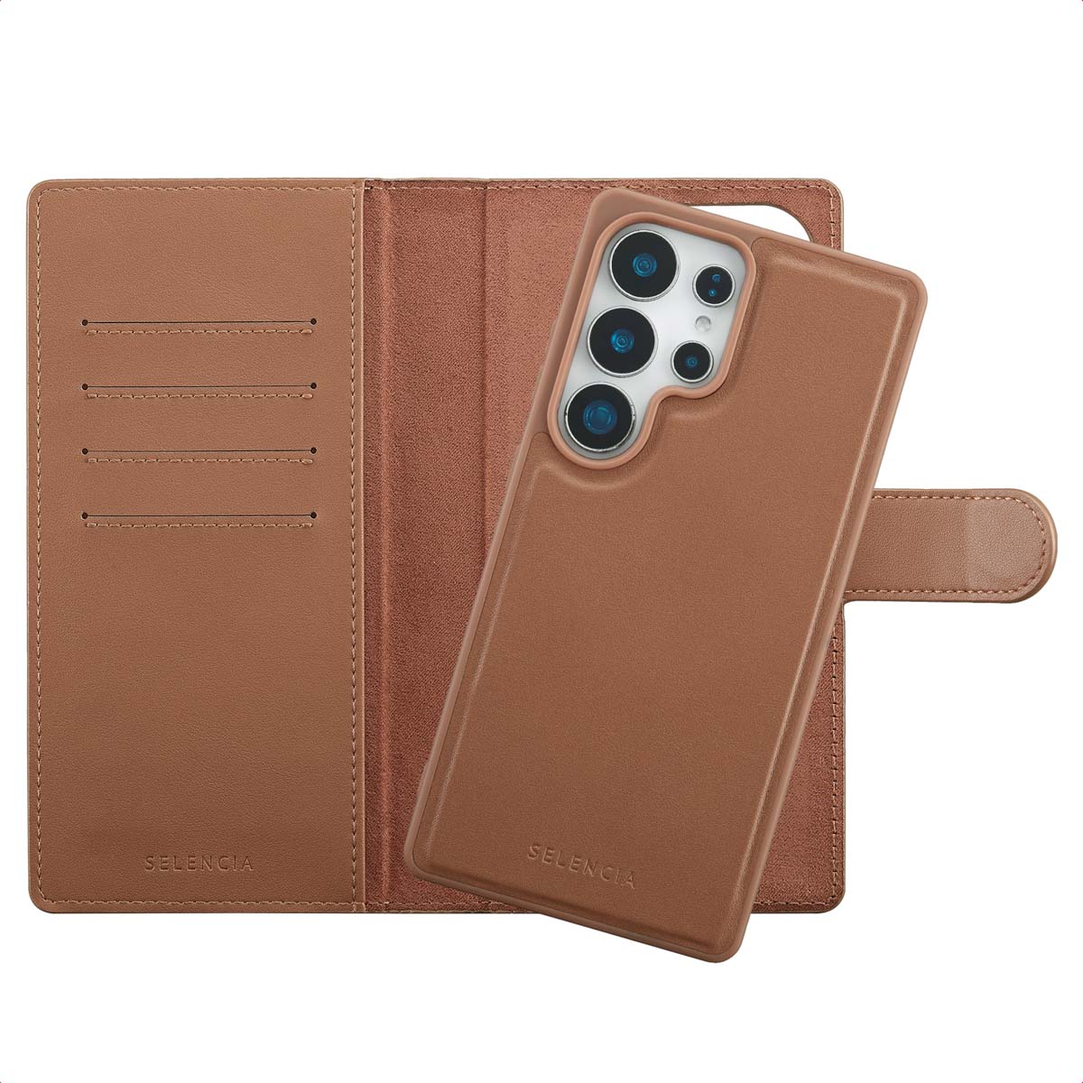 Selencia Olyn Abnehmbare Bookcase mit MagSafe für das Samsung Galaxy S25 Ultra - Braun