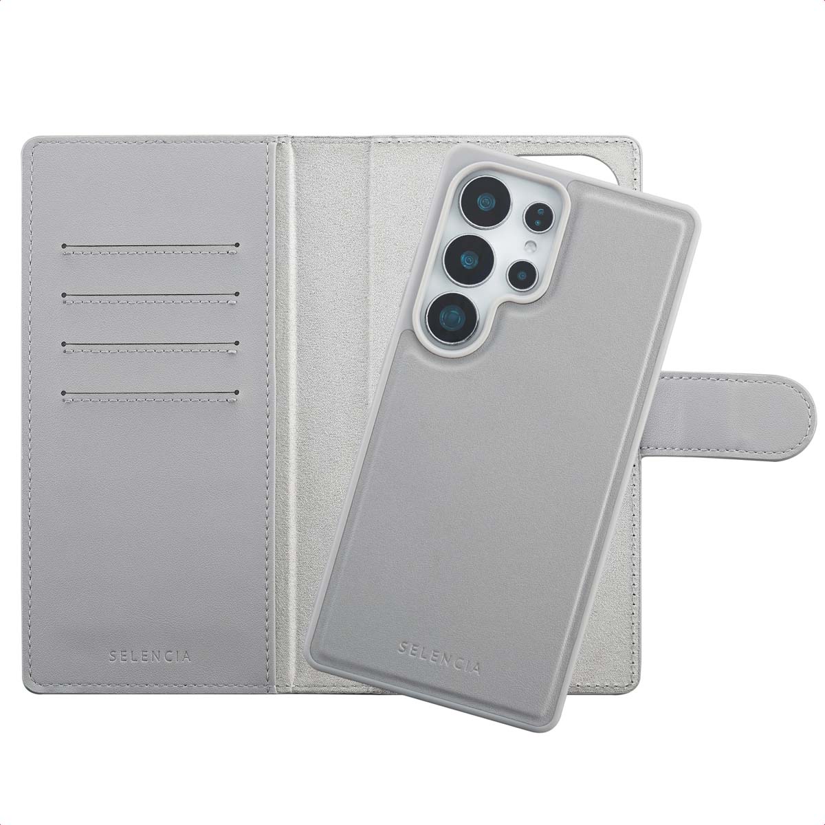 Selencia Olyn Abnehmbare Bookcase mit MagSafe für das Samsung Galaxy S25 Ultra - Grau