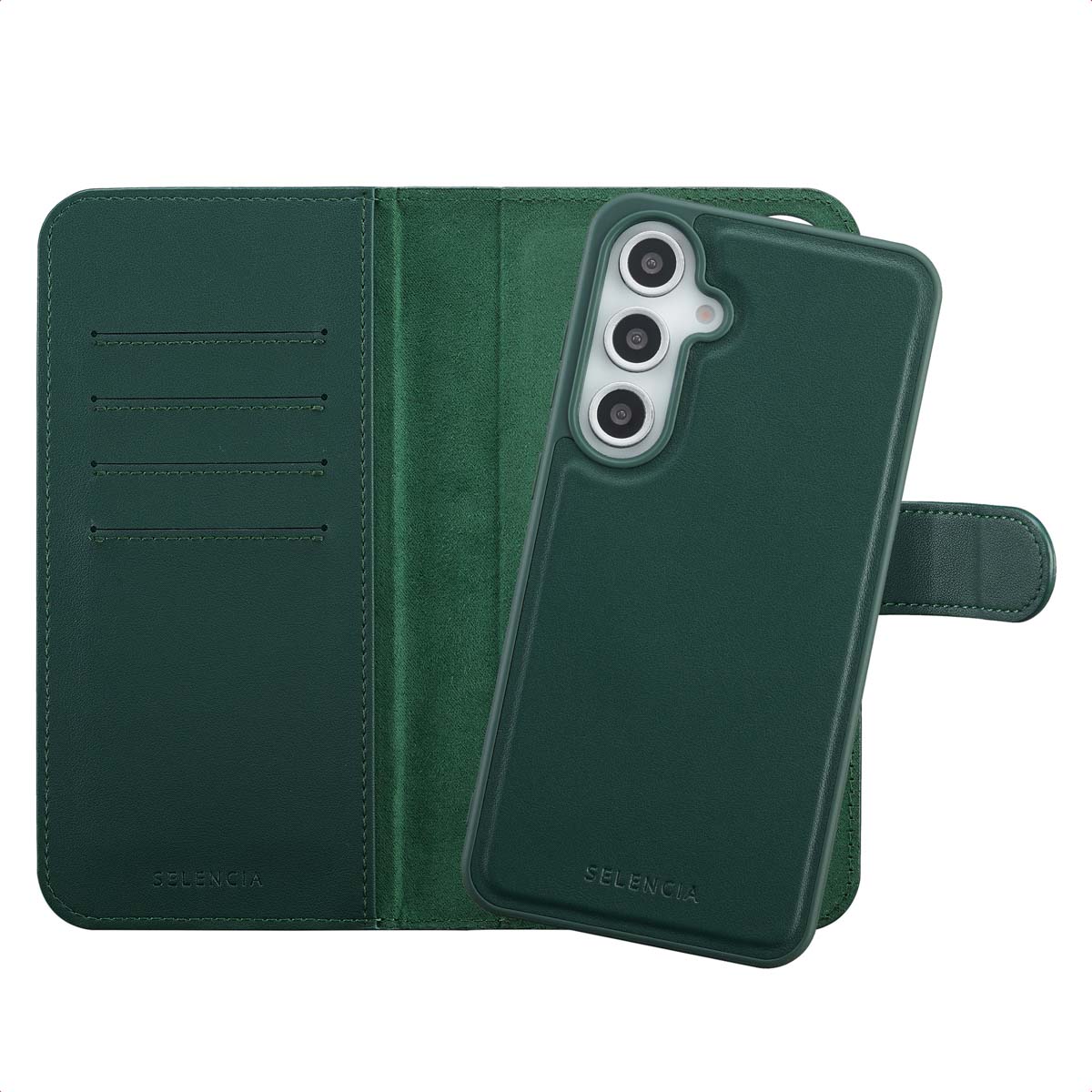 Selencia Olyn Abnehmbare Bookcase mit MagSafe für das Samsung Galaxy S24 FE - Grün