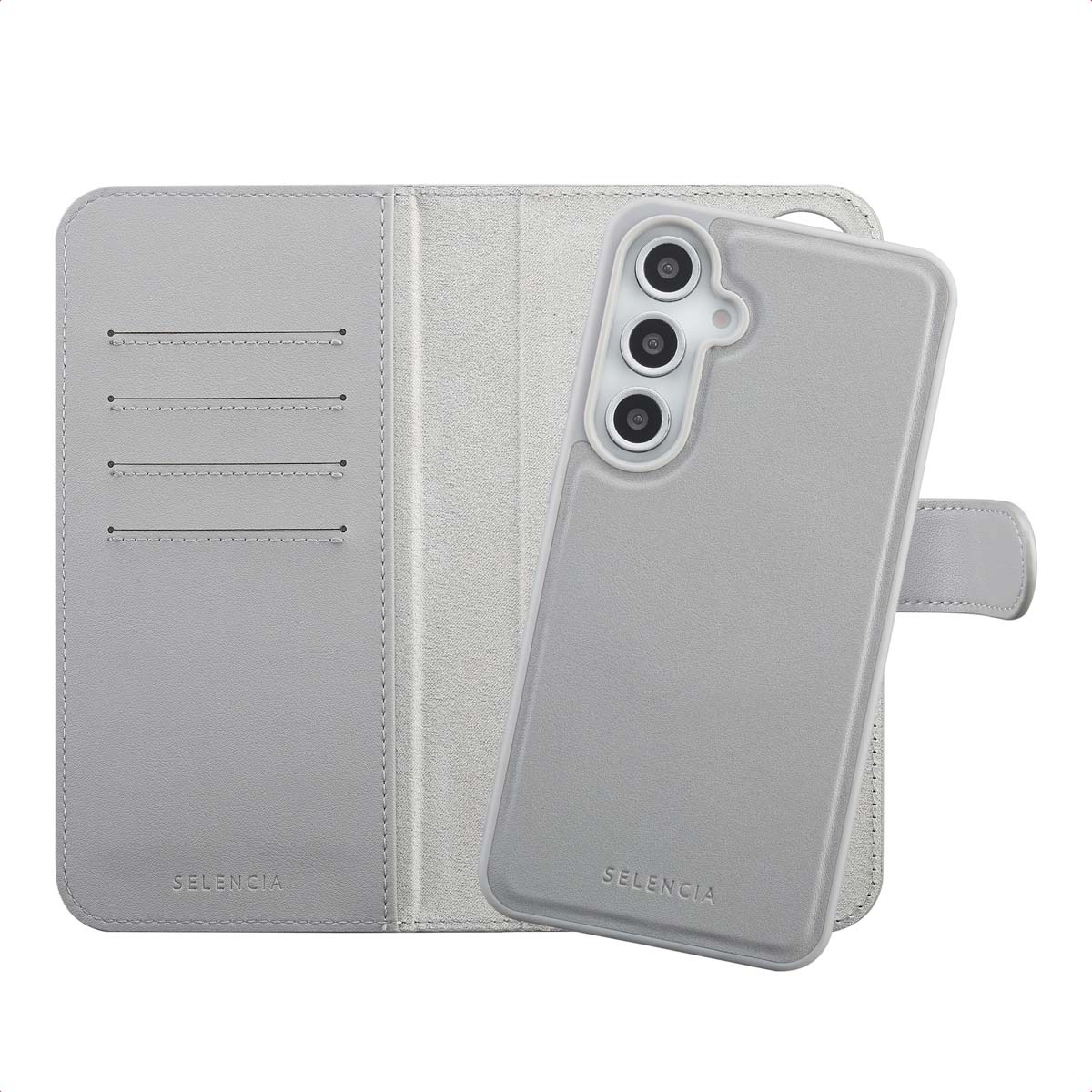 Selencia Olyn Abnehmbare Bookcase mit MagSafe für das Samsung Galaxy S24 FE - Grau