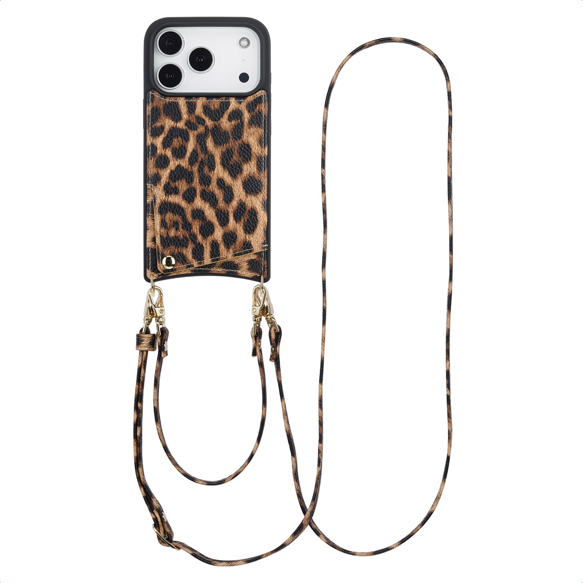 Selencia Nova HandyHülle mit Kordel und Kartenhalter für das Apple iPhone 17 Pro - Leopard