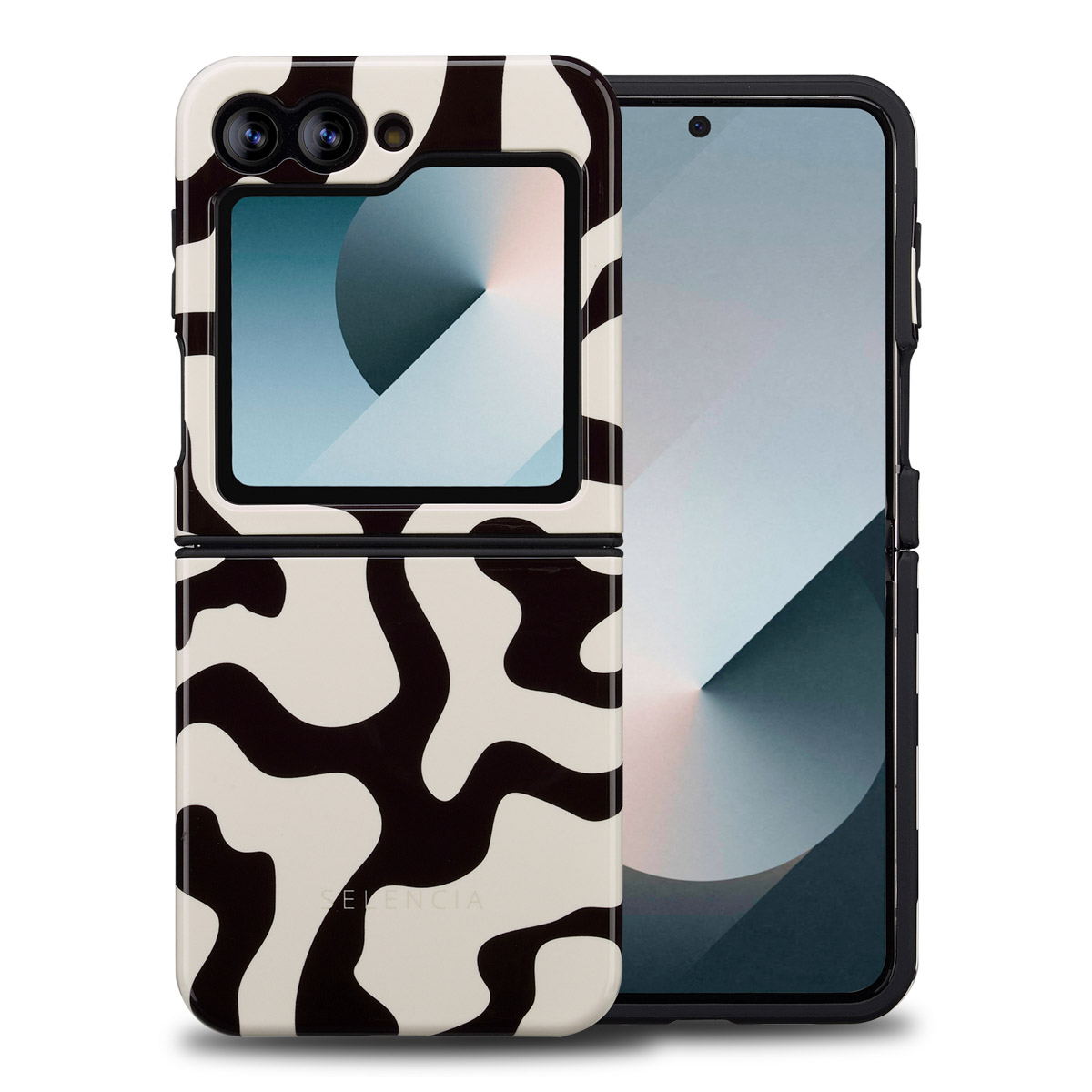 Selencia Vivid Back Cover für das Samsung Galaxy Z Flip 6 / Flip 7 FE - Art Wave Black