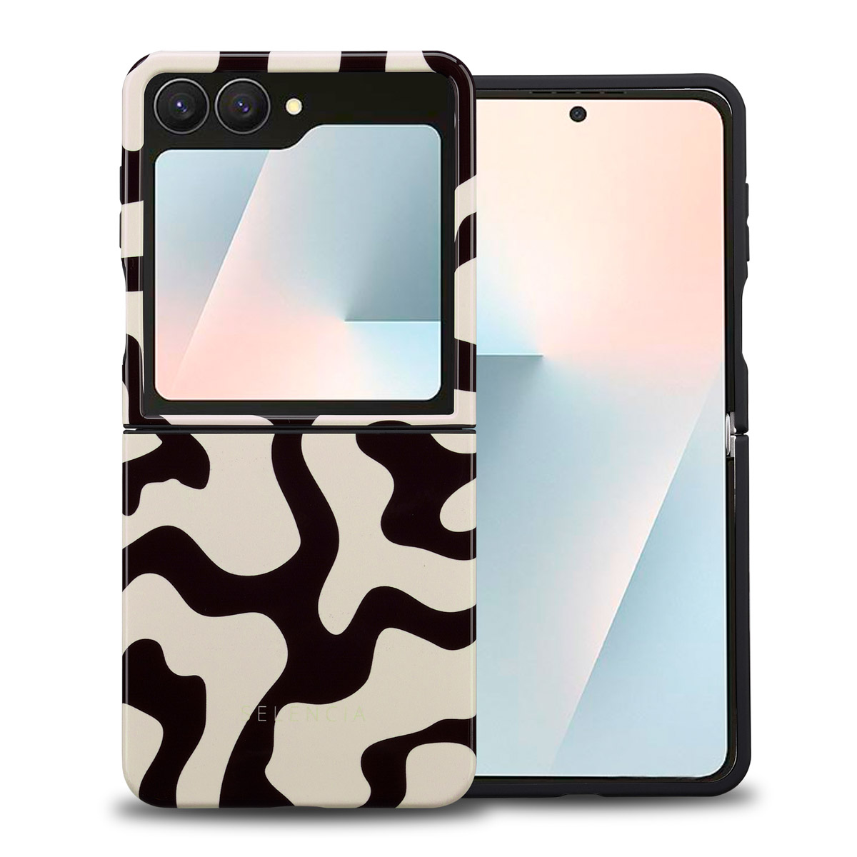 Selencia Vivid Back Cover für das Samsung Galaxy Z Flip 7 - Art Wave Black