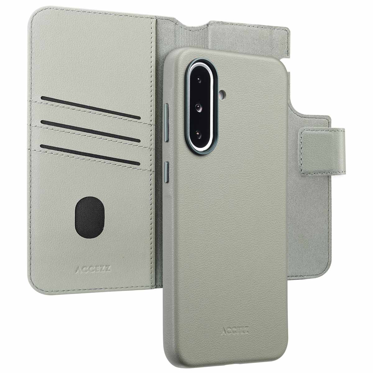 Accezz 2-in-1 Klapphülle aus Leder mit MagSafe für das Samsung Galaxy A36 / A56 - Light Grey