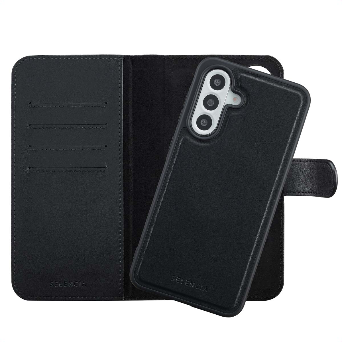 Selencia Olyn Abnehmbare Bookcase mit MagSafe für das Samsung Galaxy A56 - Schwarz