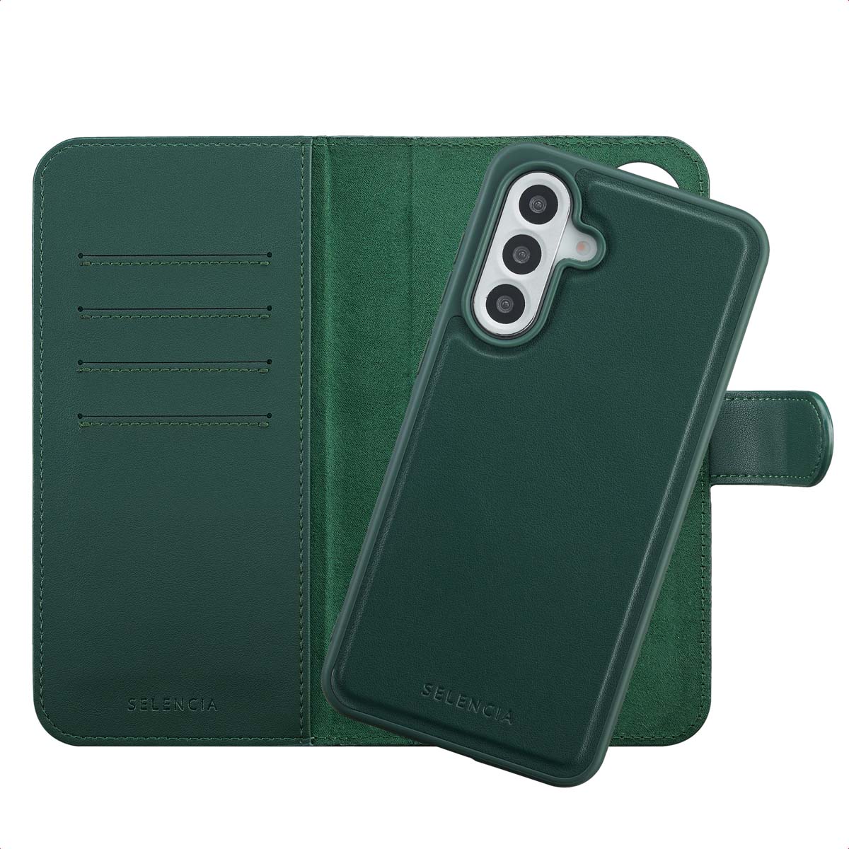 Selencia Olyn Abnehmbare Bookcase mit MagSafe für das Samsung Galaxy A56 - Grün
