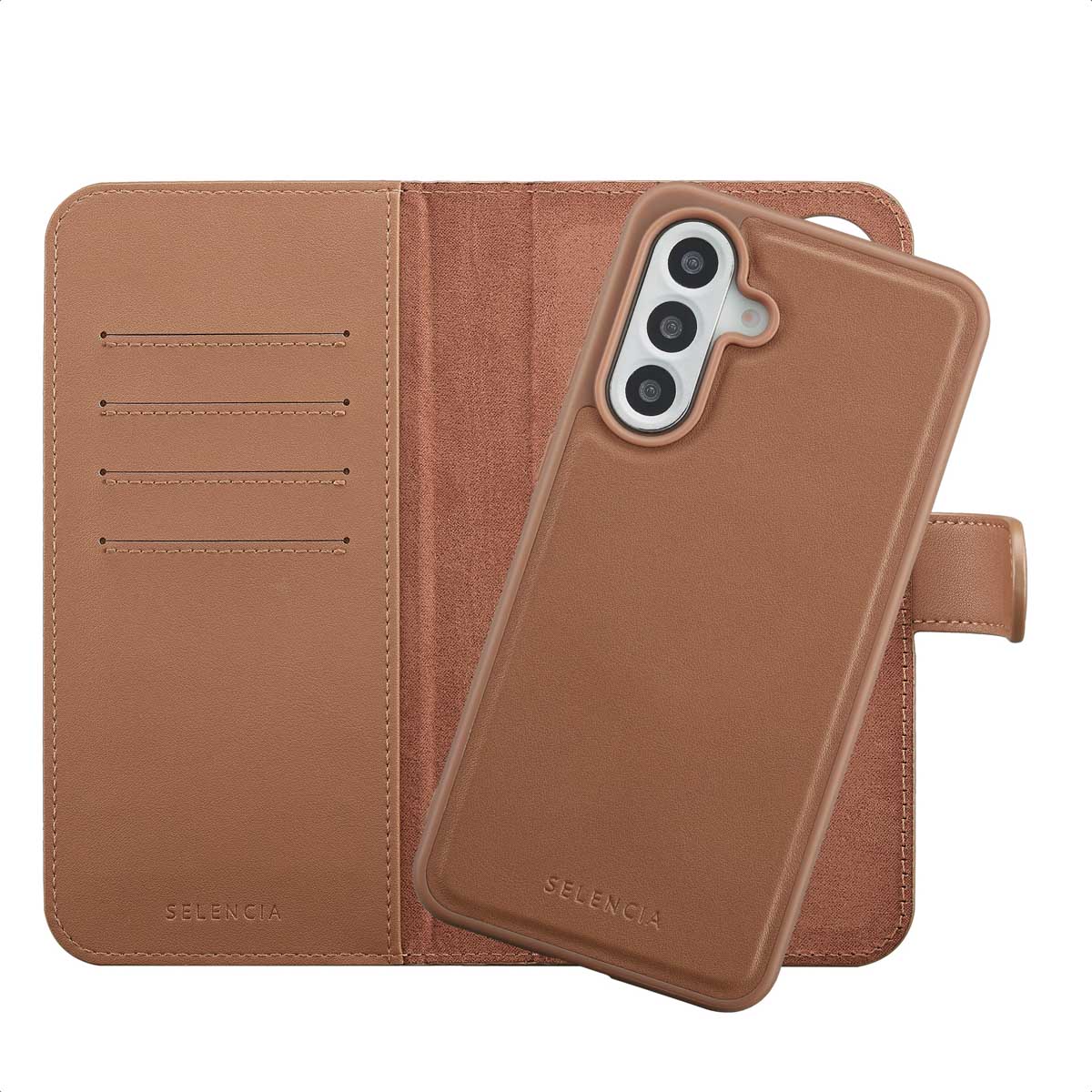 Selencia Olyn Abnehmbare Bookcase mit MagSafe für das Samsung Galaxy A56 - Braun