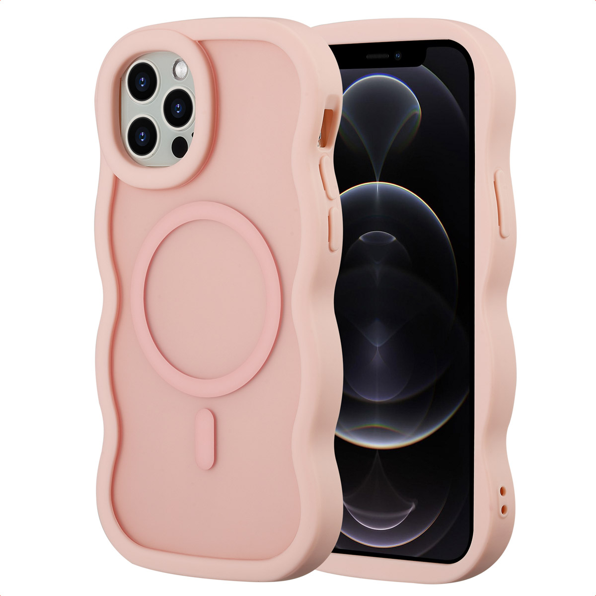 Selencia Wavy Backcover mit MagSafe für das Apple iPhone 12 (Pro) - Soft Pink