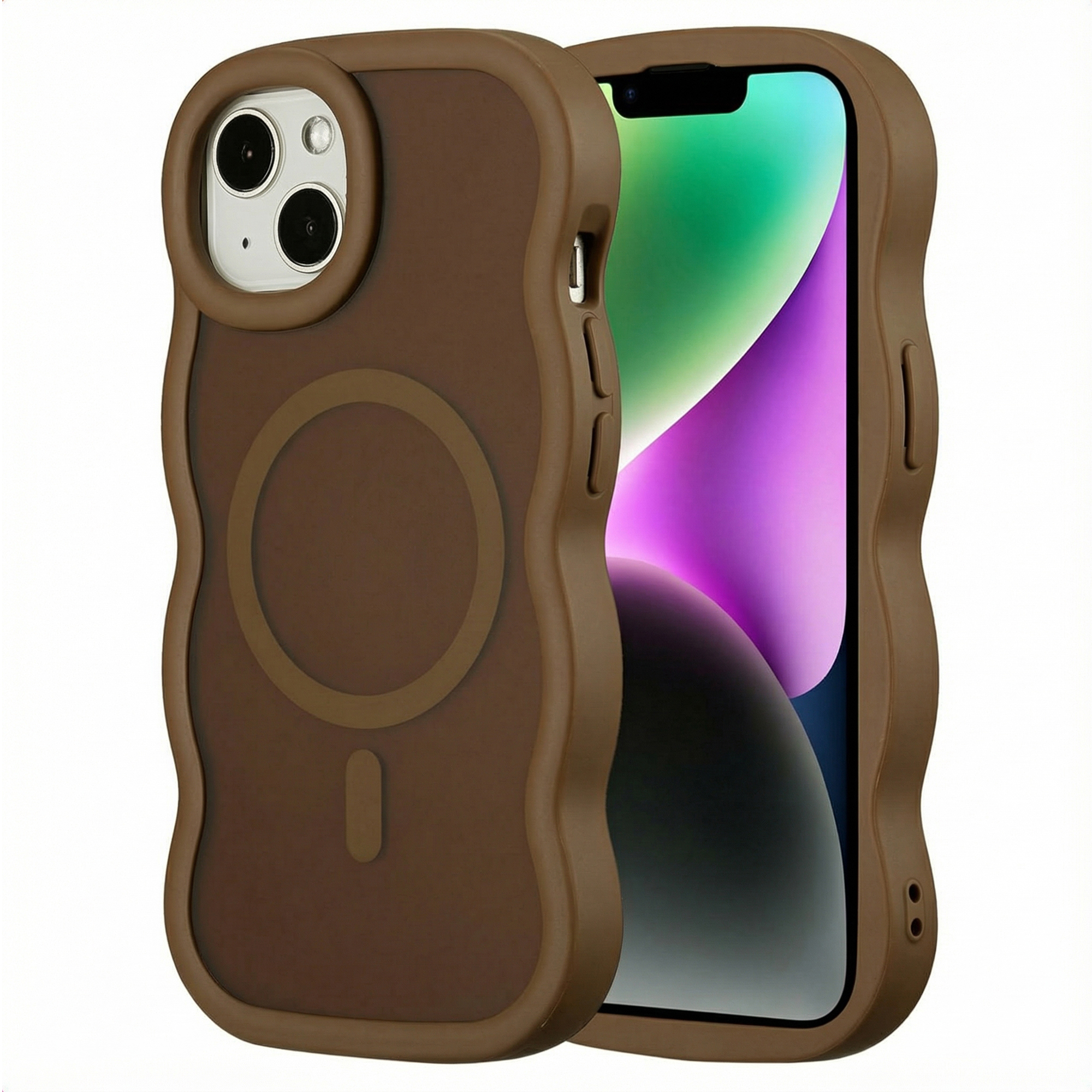 Selencia Wavy Backcover mit MagSafe für das Apple iPhone 14 / 13 - Mocha Brown