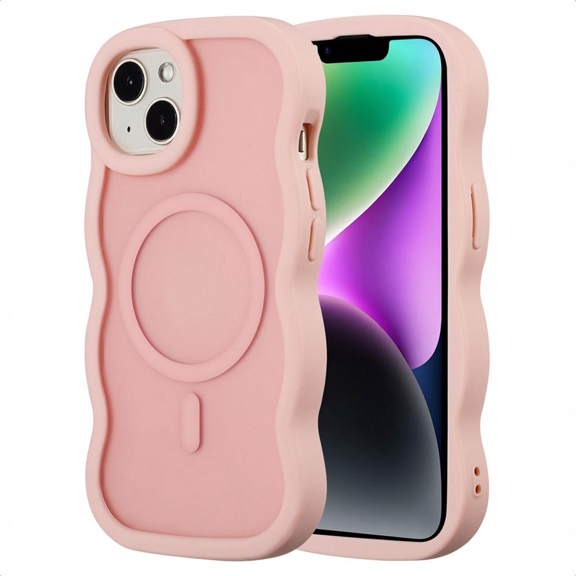 Selencia Wavy Backcover mit MagSafe für das Apple iPhone 14 / 13 - Soft Pink