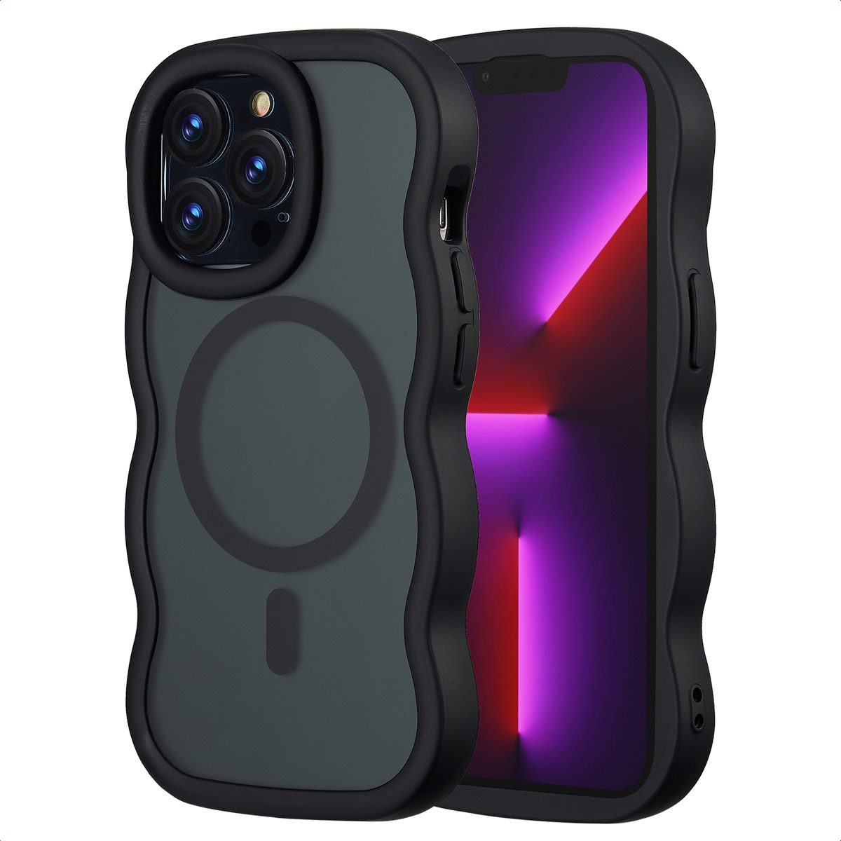 Selencia Wavy Backcover mit MagSafe für das Apple iPhone 13 Pro - Schwarz