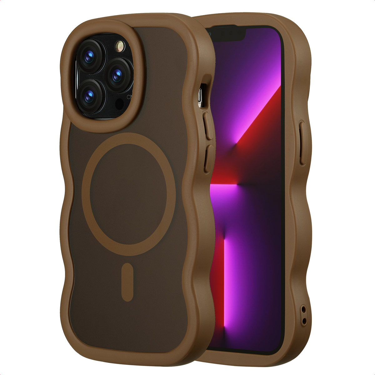 Selencia Wavy Backcover mit MagSafe für das Apple iPhone 13 Pro - Mocha Brown