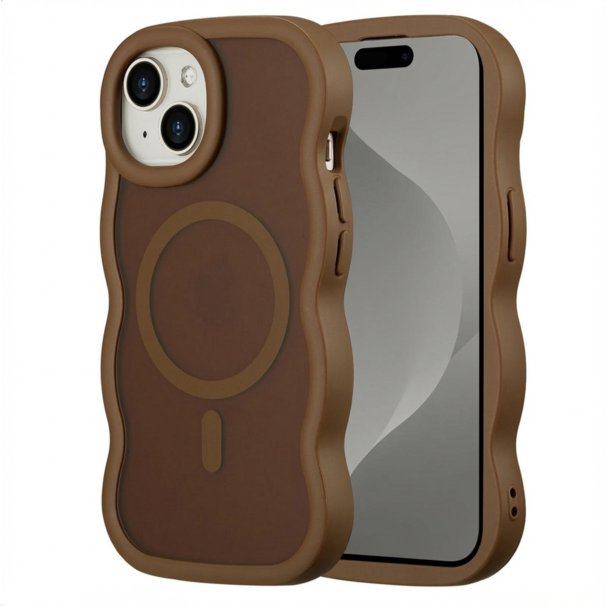 Selencia Wavy Backcover mit MagSafe für das Apple iPhone 15 - Mocha Brown