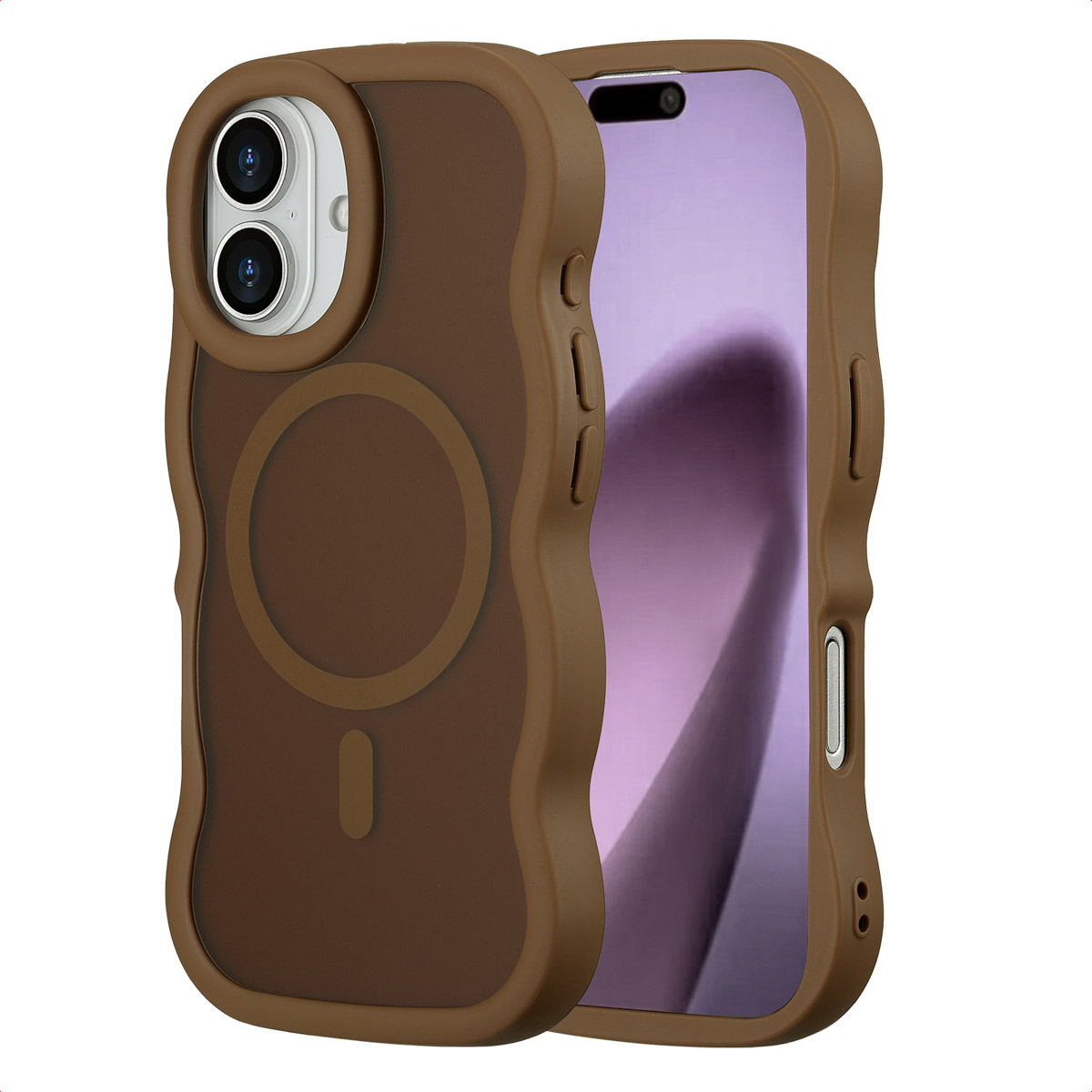 Selencia Wavy Backcover mit MagSafe für das Apple iPhone 17 - Mocha Brown