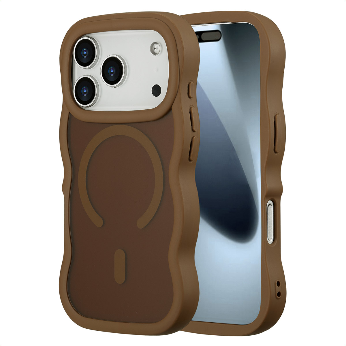 Selencia Wavy Backcover mit MagSafe für das Apple iPhone 17 Pro - Mocha Brown