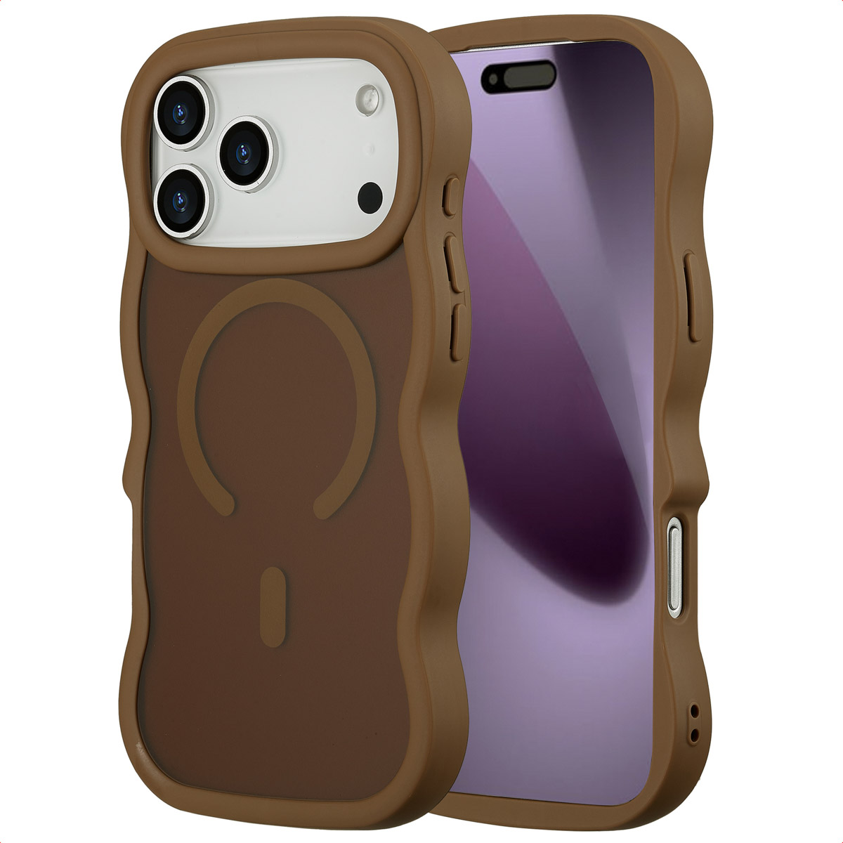 Selencia Wavy Backcover mit MagSafe für das Apple iPhone 17 Pro Max - Mocha Brown