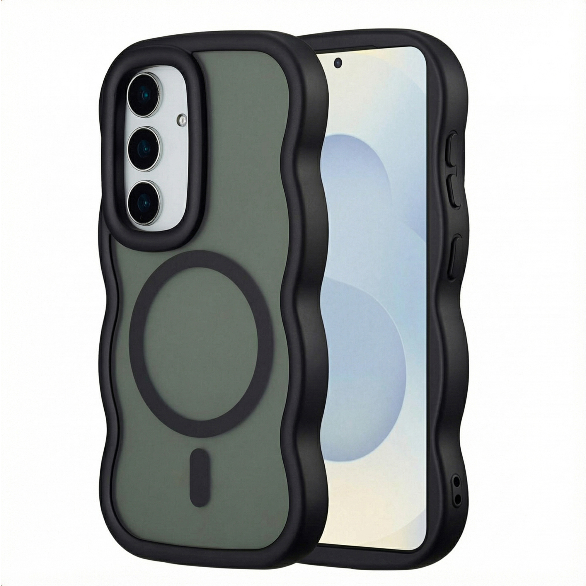 Selencia Wavy Backcover mit MagSafe für das Samsung Galaxy S25 / S24 - Schwarz