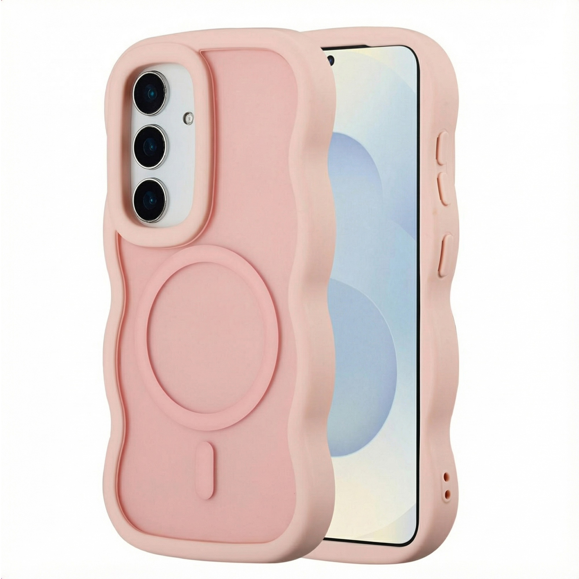 Selencia Wavy Backcover mit MagSafe für das Samsung Galaxy S25 / S24 - Soft Pink