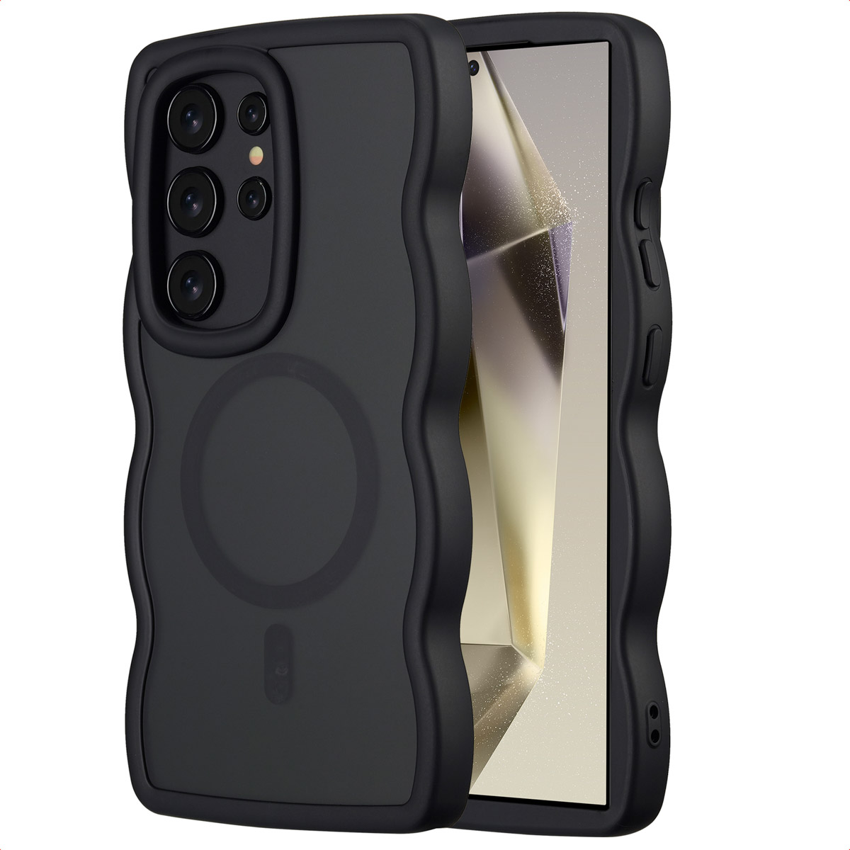 Selencia Wavy Backcover mit MagSafe für das Samsung Galaxy S24 Ultra - Schwarz