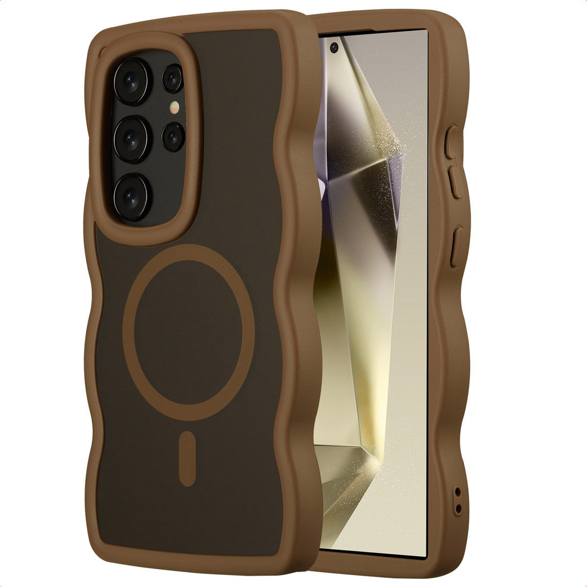 Selencia Wavy Backcover mit MagSafe für das Samsung Galaxy S24 Ultra - Mocha Brown