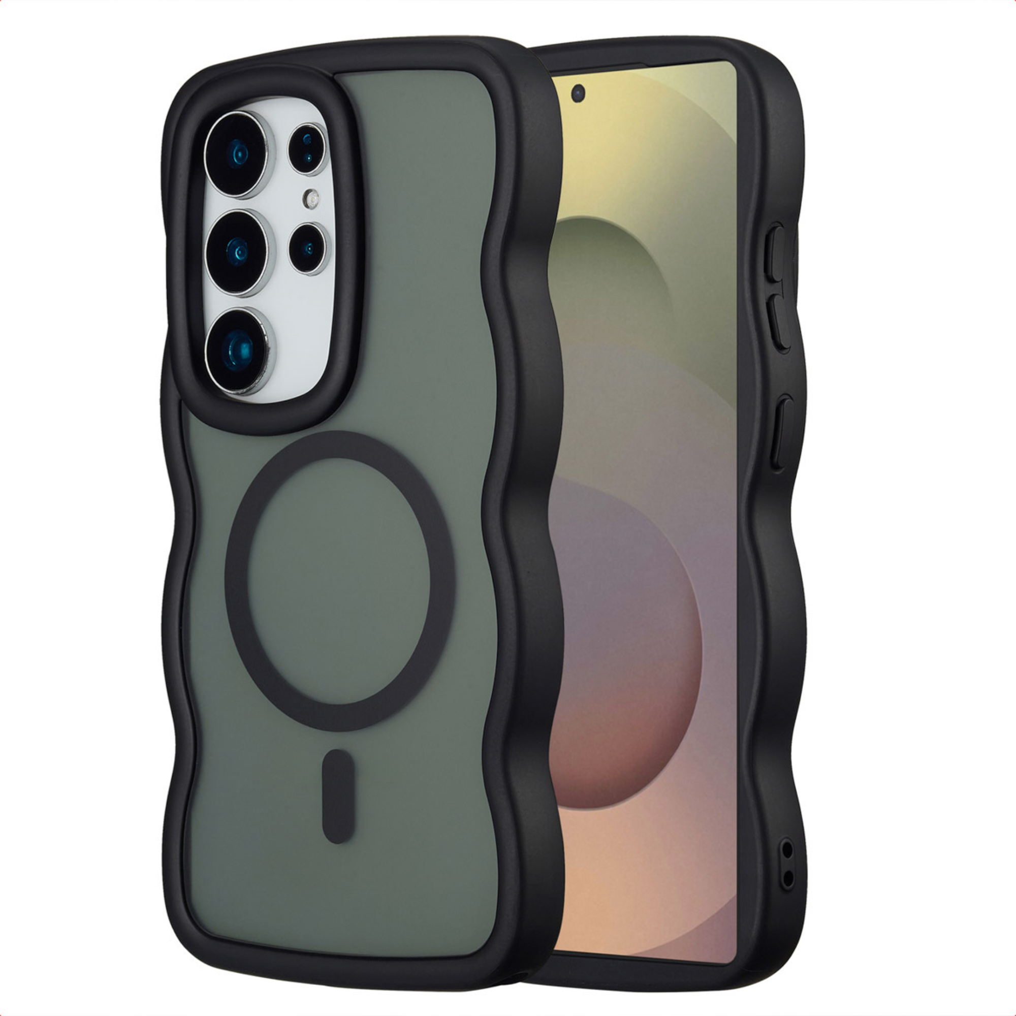 Selencia Wavy Backcover mit MagSafe für das Samsung Galaxy S25 Ultra - Schwarz