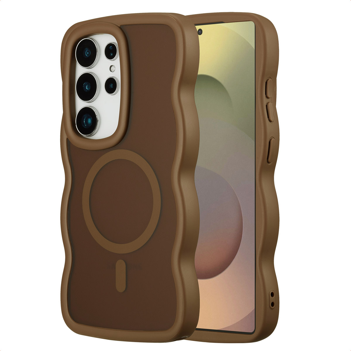 Selencia Wavy Backcover mit MagSafe für das Samsung Galaxy S25 Ultra - Mocha Brown