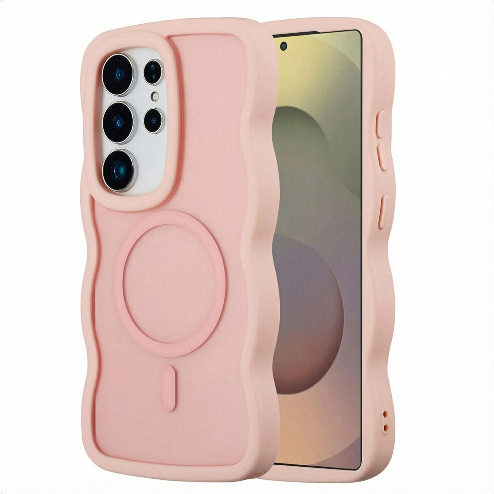 Selencia Wavy Backcover mit MagSafe für das Samsung Galaxy S25 Ultra - Soft Pink