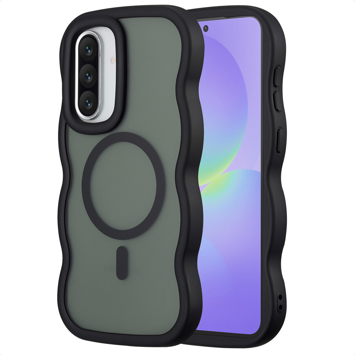 Selencia Wavy Backcover mit MagSafe für das Samsung Galaxy A36 / A56 - Schwarz