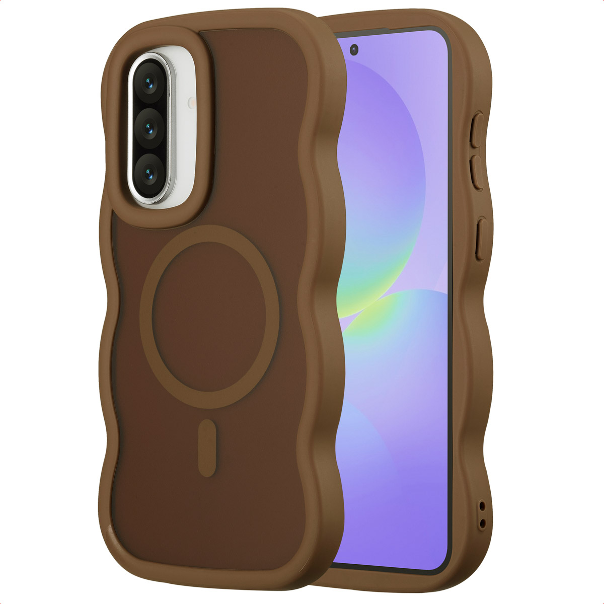 Selencia Wavy Backcover mit MagSafe für das Samsung Galaxy A36 / A56 - Mocha Brown