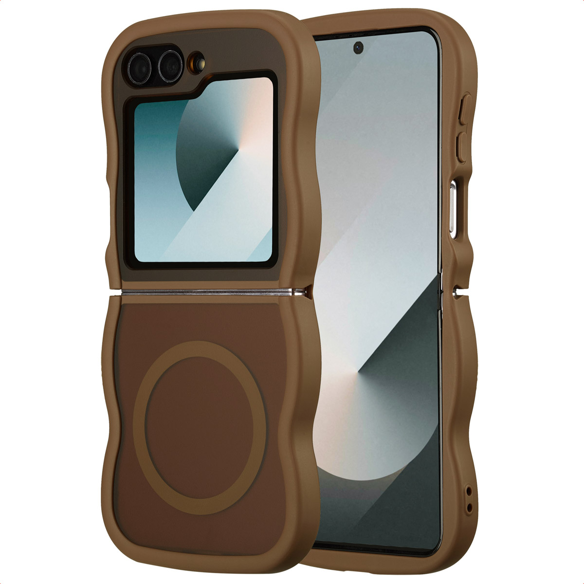 Selencia Wavy Backcover mit MagSafe für das Samsung Galaxy Z Flip 6 / Flip 7 FE - Mocha Brown