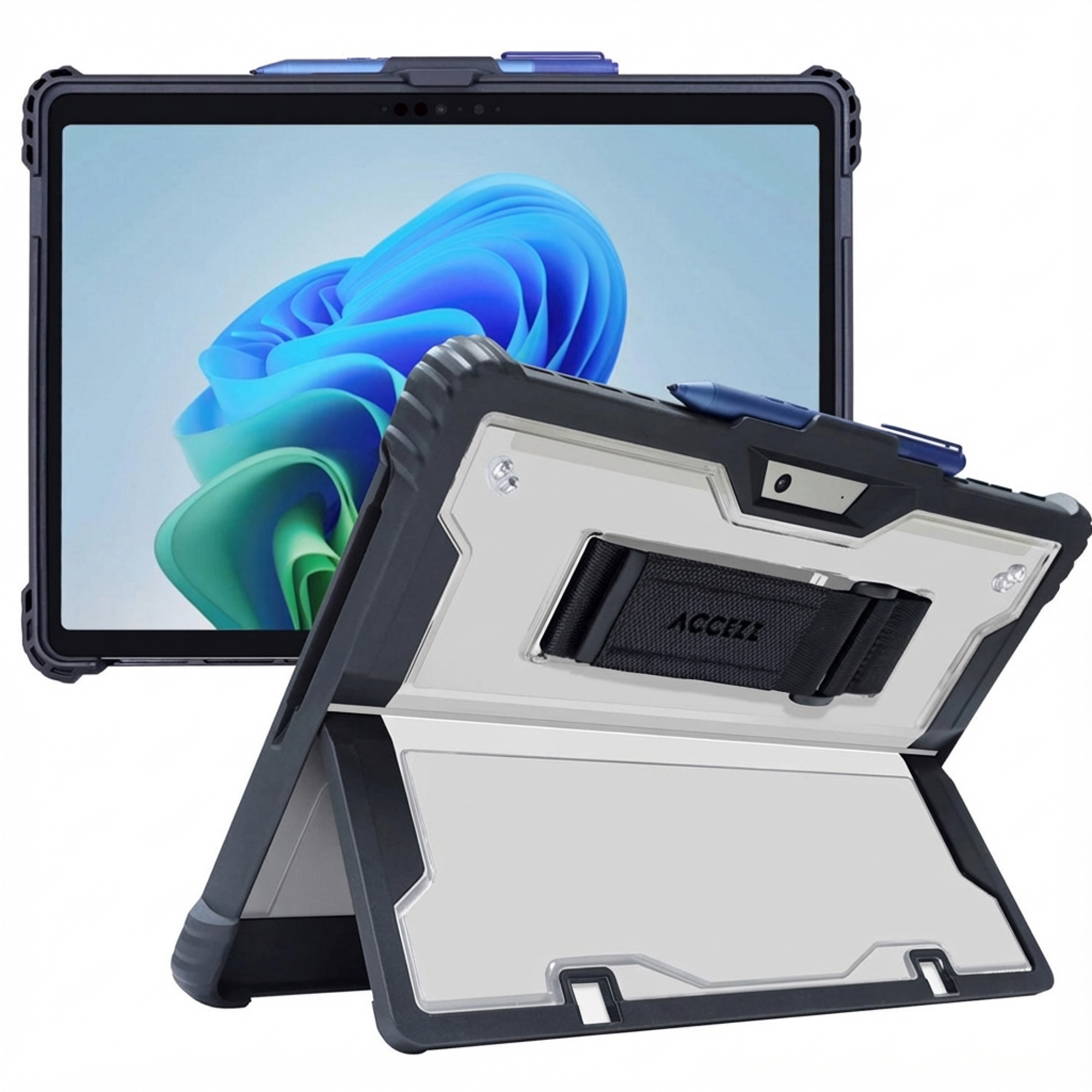 Accezz Robuste Hülle mit Ständer für das Microsoft Surface Pro 9 / Pro 10 / Pro 11 / Pro 12 - 13 Zoll - Schwarz