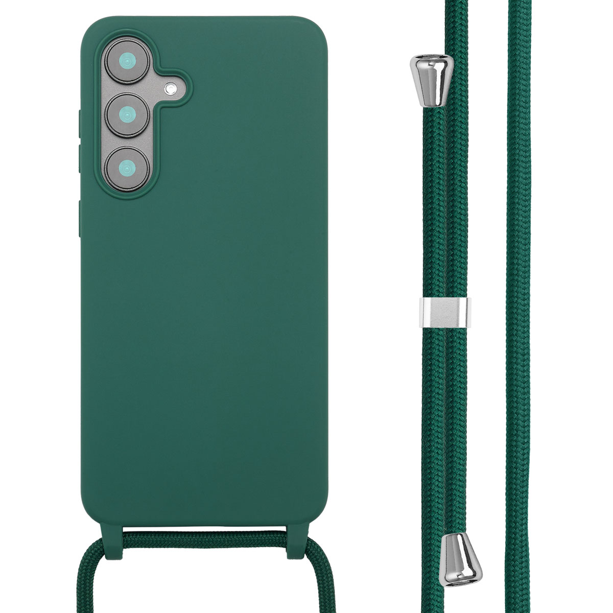 imoshion SilikonHülle mit Band für das Samsung Galaxy S25 FE - Dunkelgrün