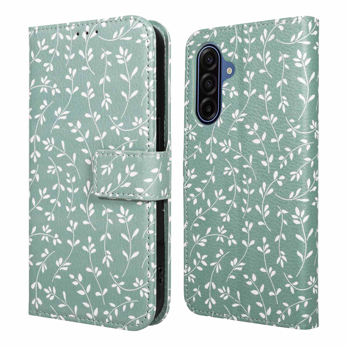imoshion Design Klapphülle für das Samsung Galaxy A17 (5G) / (4G) - Smoke Green Flowers