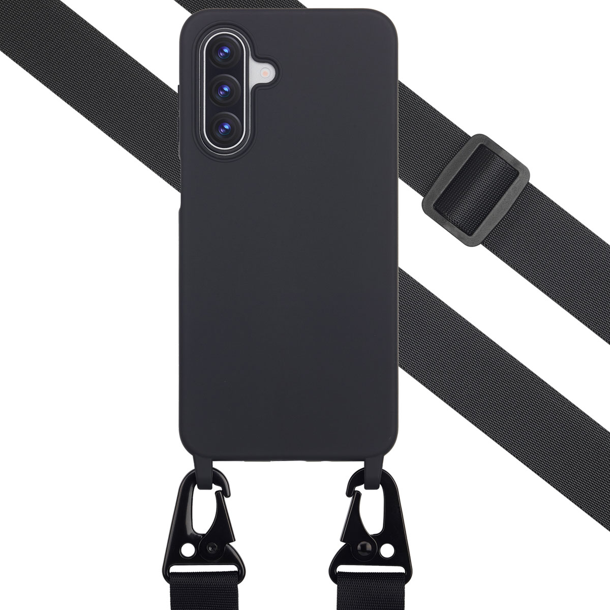 Selencia SilikonHülle mit abnehmbarem Band für das Samsung Galaxy A17 (5G) / (4G) - Schwarz