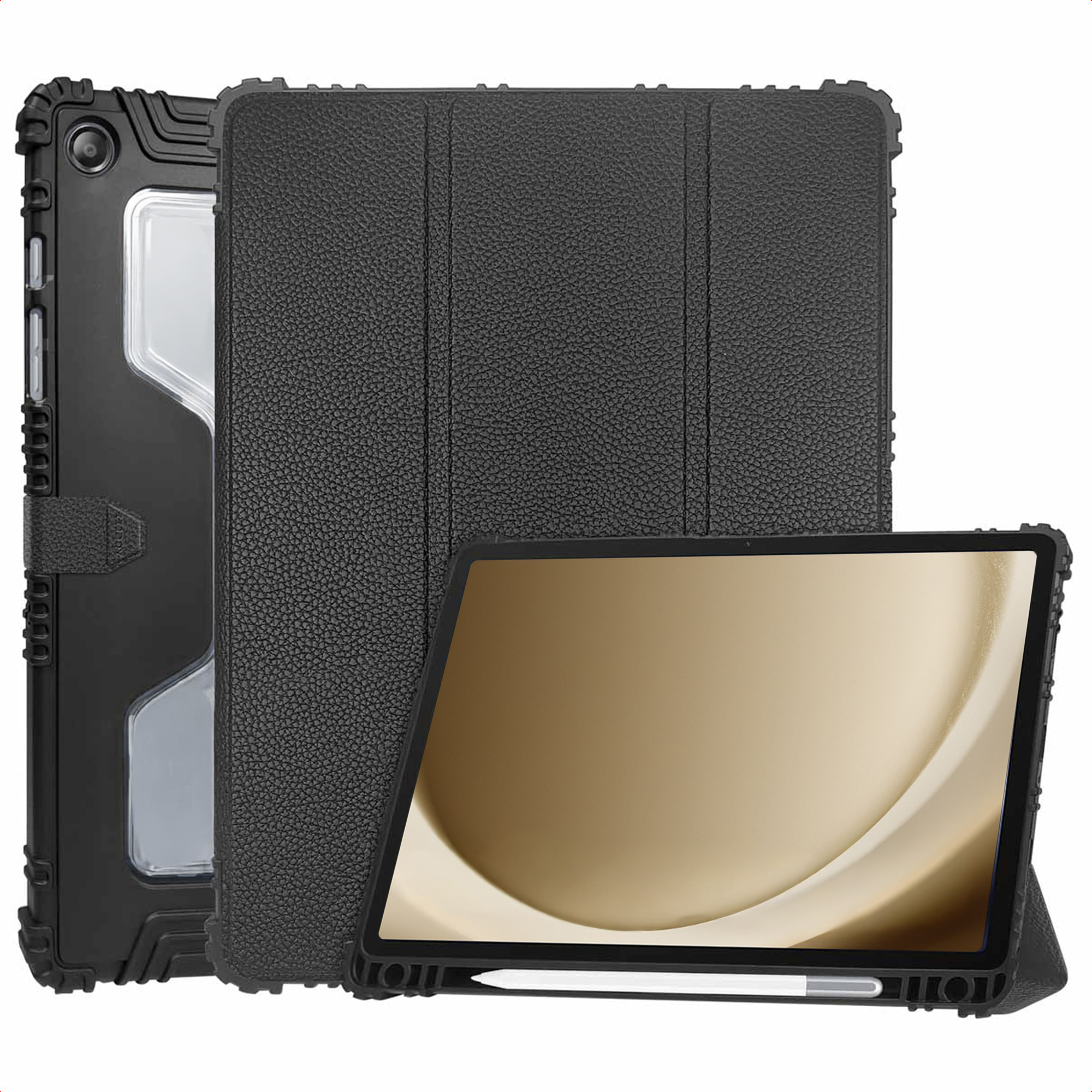 Accezz Rugged Trifold Klapphülle für das Samsung Galaxy Tab A9 Plus - Schwarz