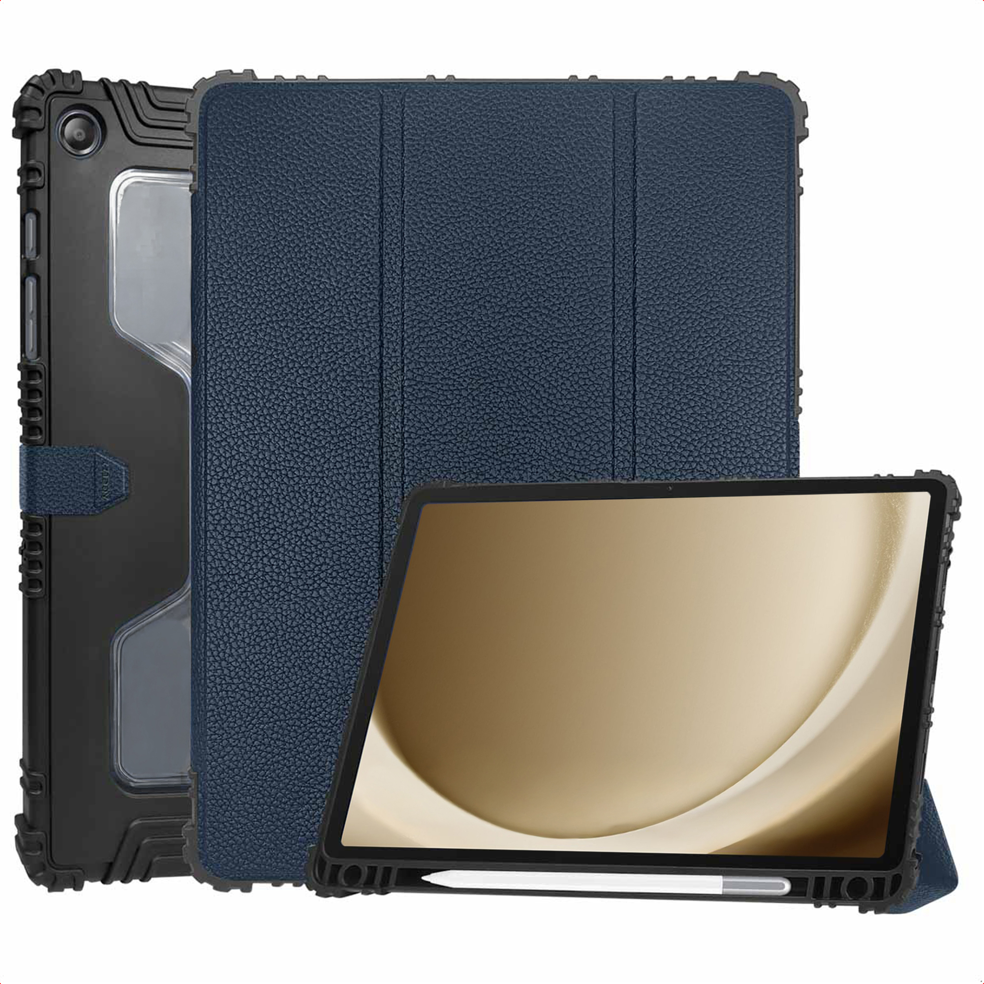 Accezz Rugged Trifold Klapphülle für das Samsung Galaxy Tab A9 Plus - Dunkelblau
