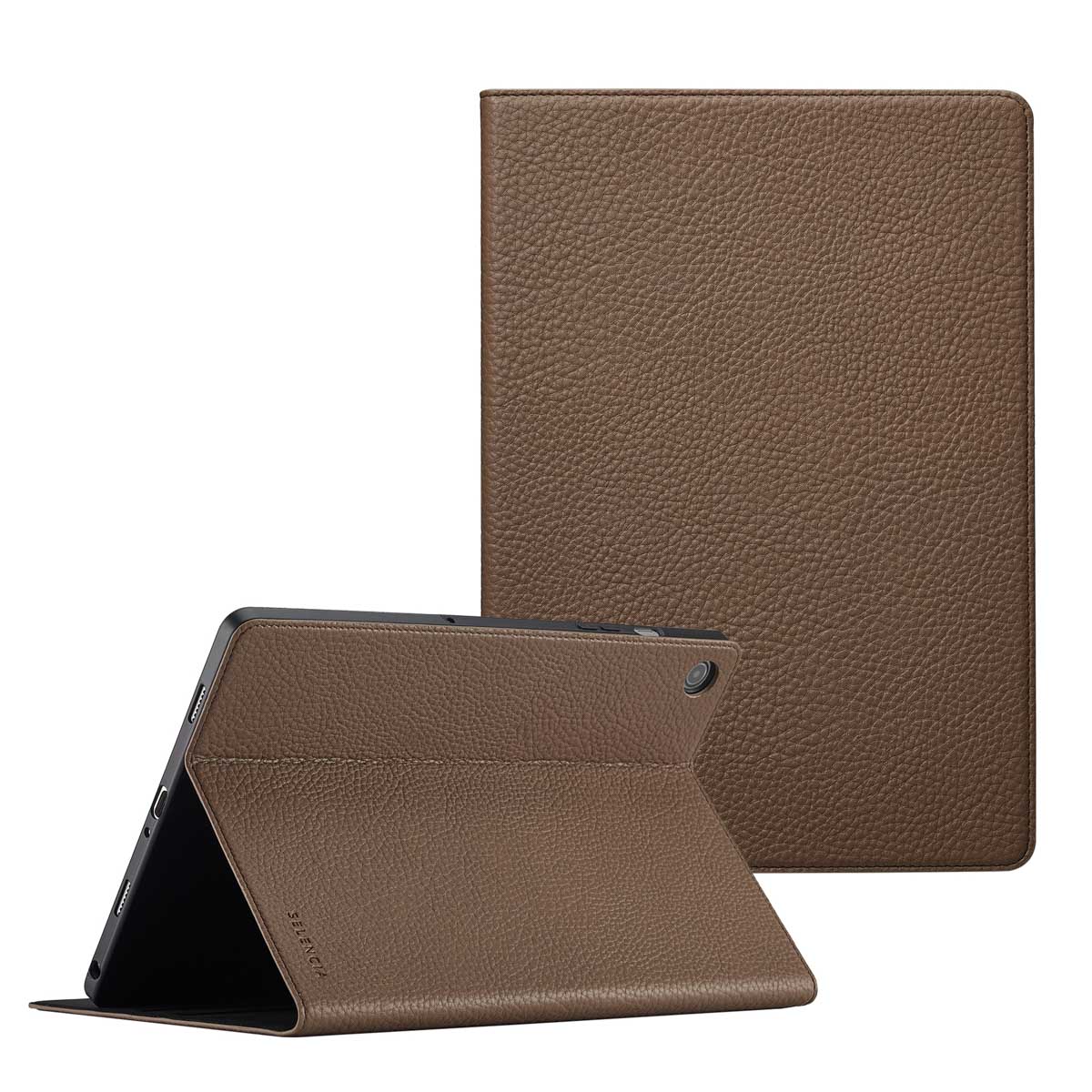 Selencia Riva Klapphülle für das Samsung Galaxy Tab A9 Plus - Mocha Brown