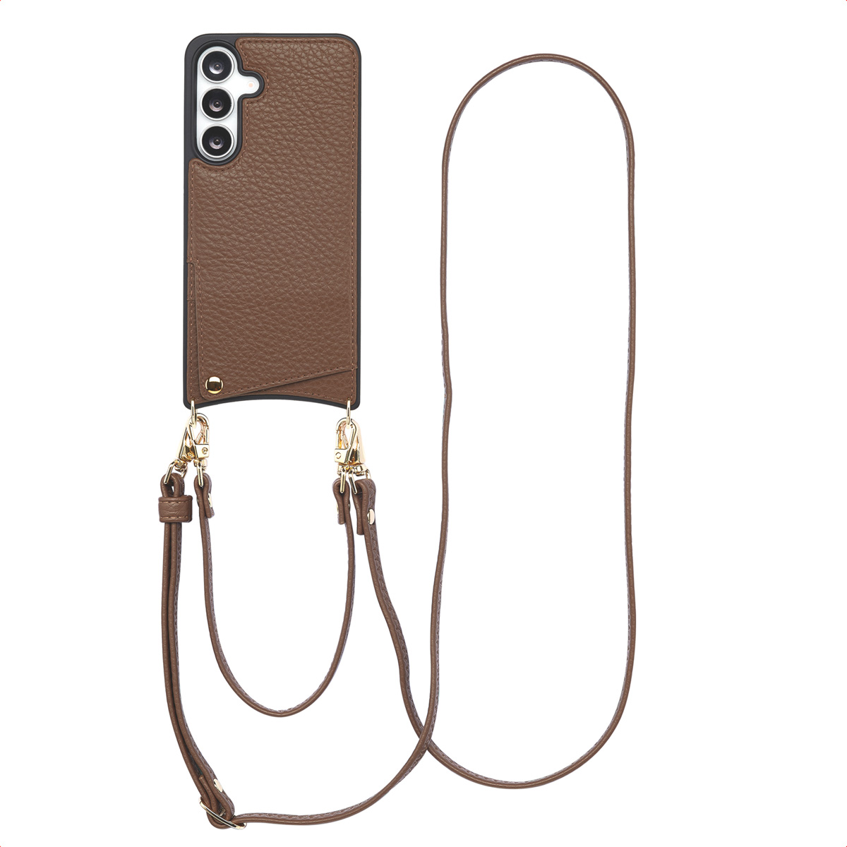 Selencia Nova HandyHülle mit Kordel und Kartenhalter für das Samsung Galaxy S25 FE - Mocha Brown